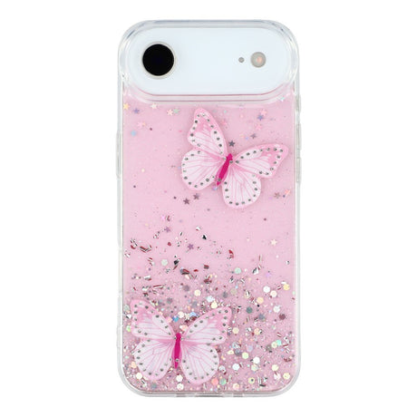 EIDERWOOD iPhone Air Fleksibelt Plastik Cover m. Sommerfugle - Gennemsigtig / Lyserød