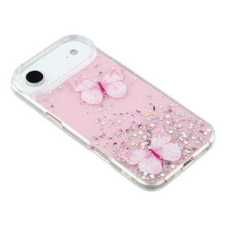 EIDERWOOD iPhone Air Fleksibelt Plastik Cover m. Sommerfugle - Gennemsigtig / Lyserød