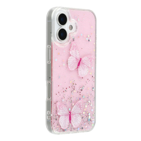 EIDERWOOD iPhone 17 Fleksibelt Plastik Cover m. Sommerfugle - Gennemsigtig / Lyserød