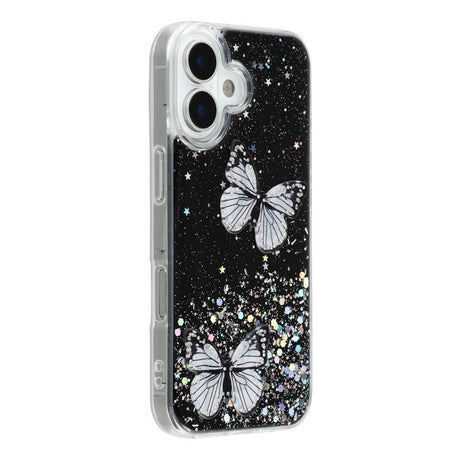 EIDERWOOD iPhone 17 Fleksibelt Plastik Cover m. Sommerfugle - Gennemsigtig / Sort