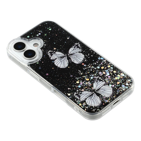 EIDERWOOD iPhone 17 Fleksibelt Plastik Cover m. Sommerfugle - Gennemsigtig / Sort