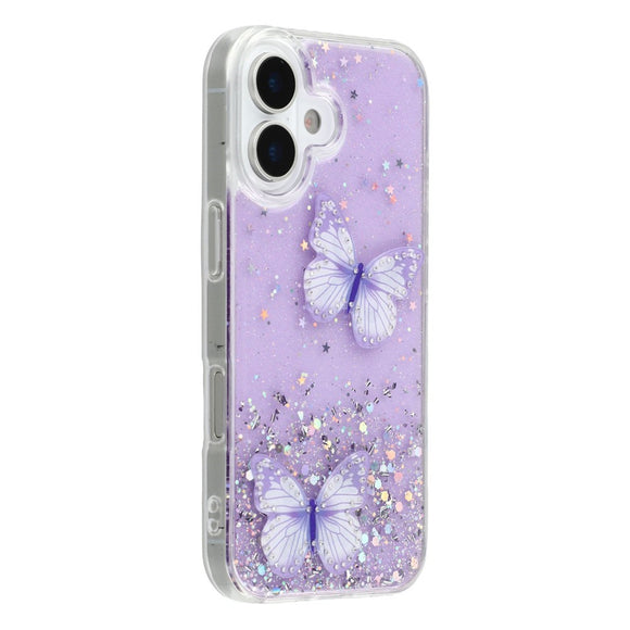EIDERWOOD iPhone 17 Fleksibelt Plastik Cover m. Sommerfugle - Gennemsigtig / Lilla