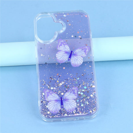 EIDERWOOD iPhone 17 Fleksibelt Plastik Cover m. Sommerfugle - Gennemsigtig / Lilla