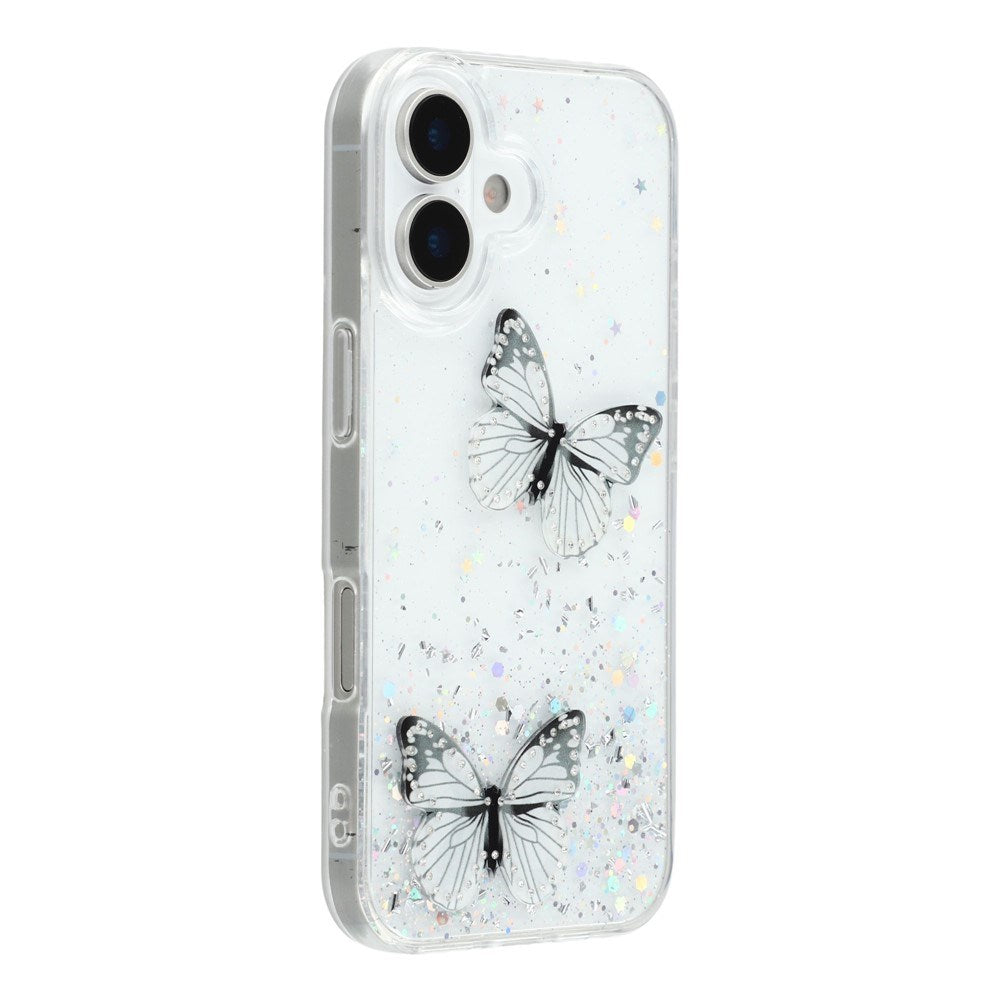 EIDERWOOD iPhone 17 Fleksibelt Plastik Cover m. Sommerfugle - Gennemsigtig
