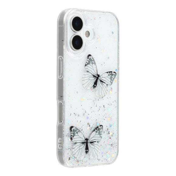 EIDERWOOD iPhone 17 Fleksibelt Plastik Cover m. Sommerfugle - Gennemsigtig