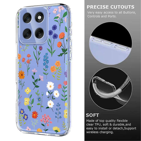 EIDERWOOD Motorola Moto G56 Fleksibelt Plastik Cover m. Blomstermotiv - Gennemsigtig / Forskellige Blomster