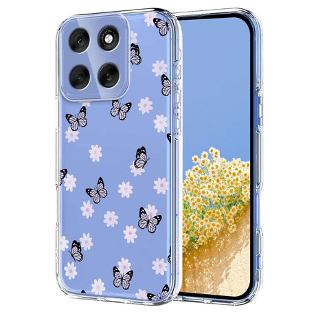 EIDERWOOD Motorola Moto G56 Fleksibelt Plastik Cover m. Blomstermotiv - Gennemsigtig / Sommerfugle