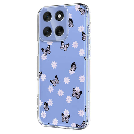 EIDERWOOD Motorola Moto G56 Fleksibelt Plastik Cover m. Blomstermotiv - Gennemsigtig / Sommerfugle