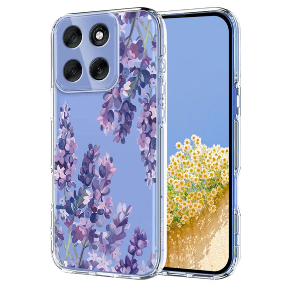 EIDERWOOD Motorola Moto G56 Fleksibelt Plastik Cover m. Blomstermotiv - Gennemsigtig / Blåregn