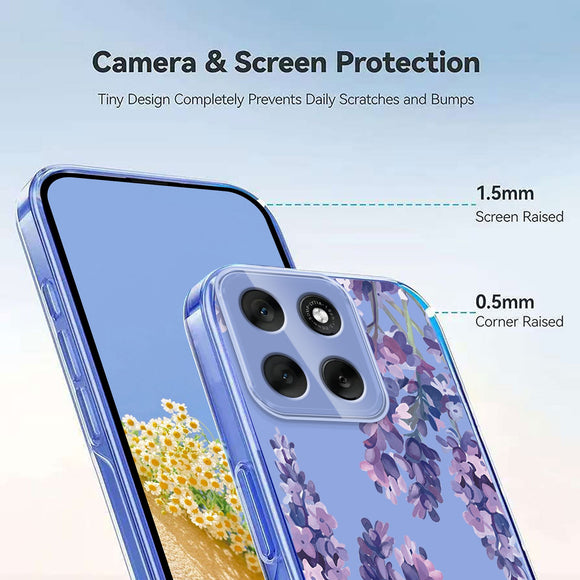 EIDERWOOD Motorola Moto G56 Fleksibelt Plastik Cover m. Blomstermotiv - Gennemsigtig / Blåregn