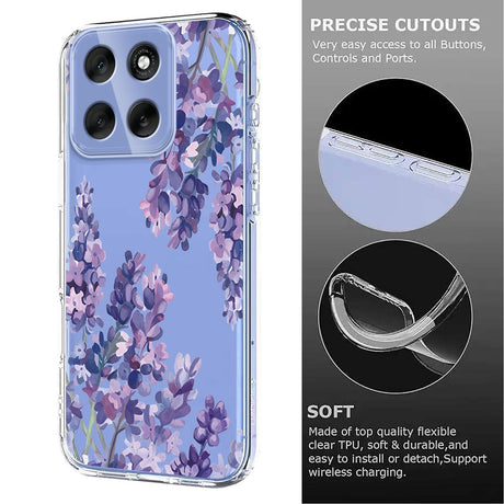 EIDERWOOD Motorola Moto G56 Fleksibelt Plastik Cover m. Blomstermotiv - Gennemsigtig / Blåregn