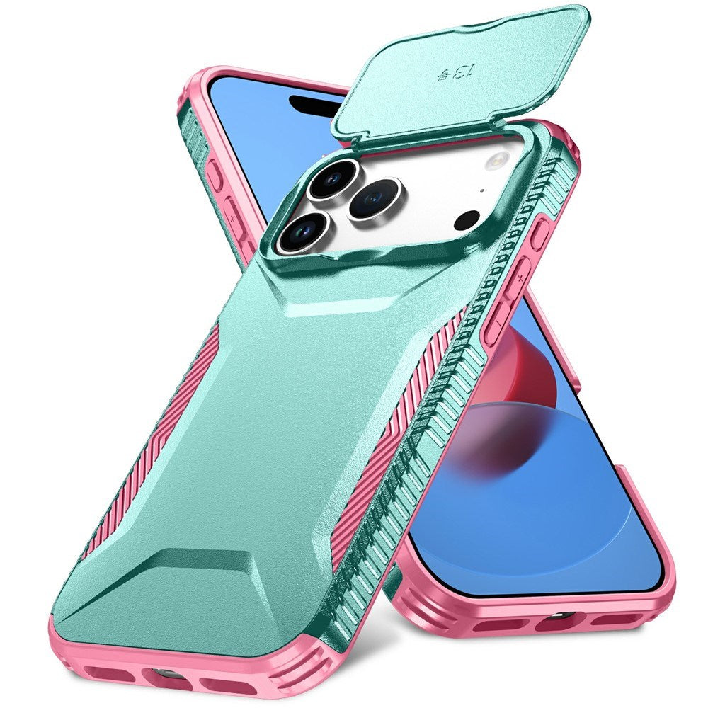iPhone 18 Pro Max / 17 Pro Max EIDERWOOD Hybrid Plast Cover m. Cam Slider - Turkis / Lyserød