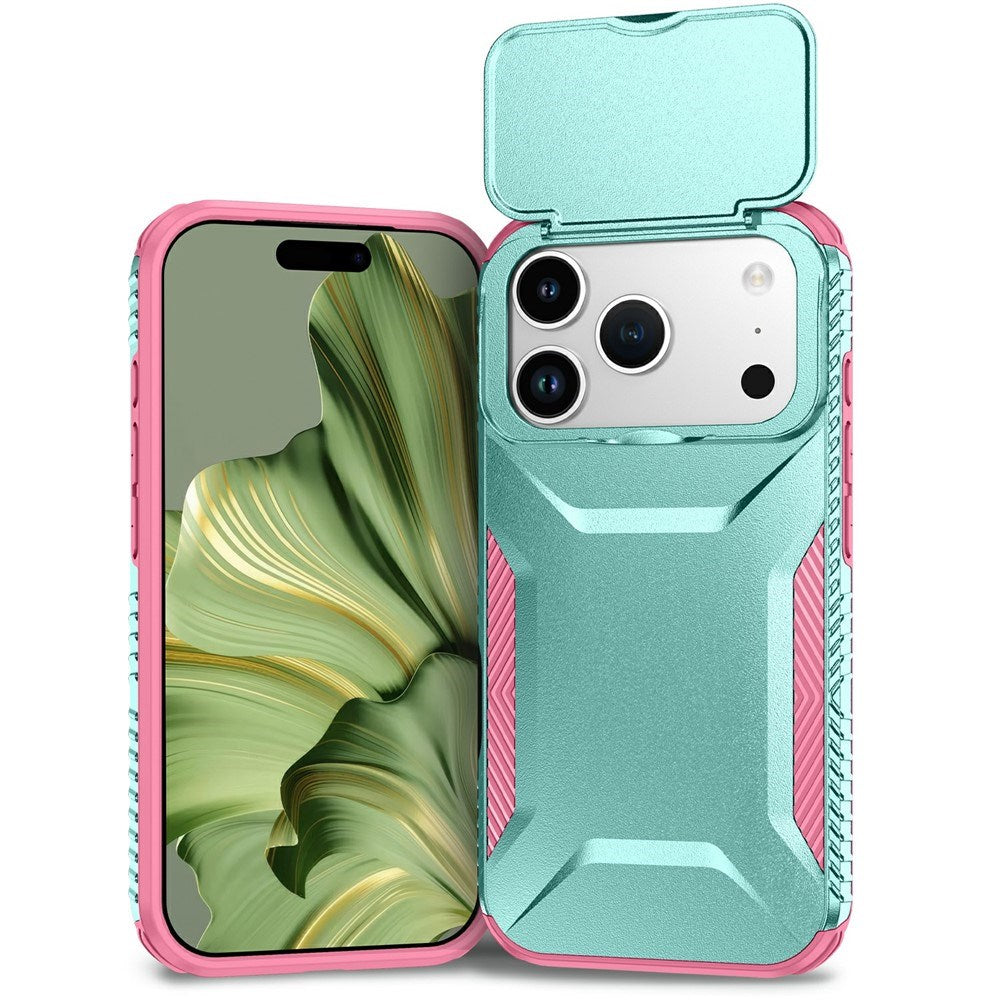 iPhone 18 Pro / 17 Pro EIDERWOOD Hybrid Plast Cover m. Cam Slider - Turkis / Lyserød