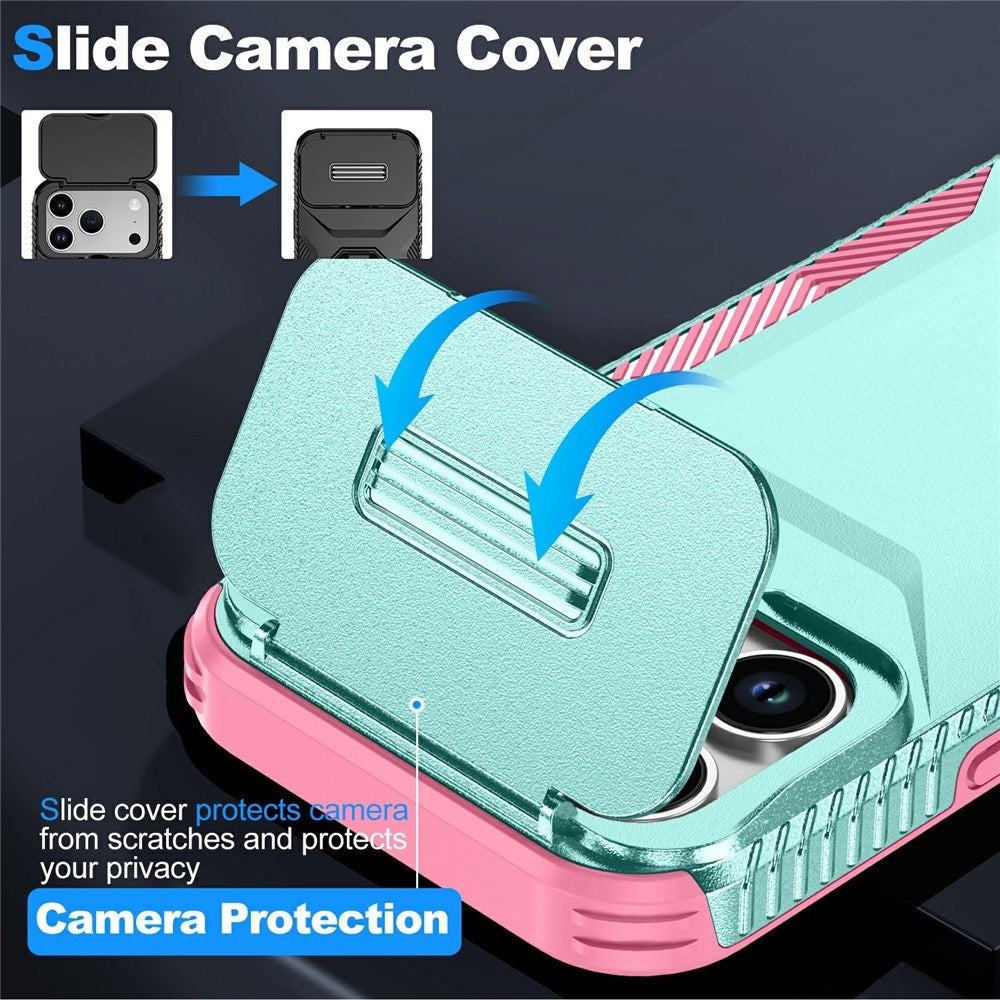 iPhone 18 Pro / 17 Pro EIDERWOOD Hybrid Plast Cover m. Cam Slider - Turkis / Lyserød