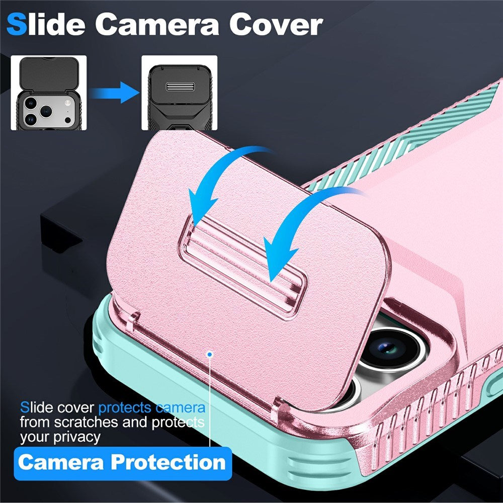 iPhone 18 Pro / 17 Pro EIDERWOOD Hybrid Plast Cover m. Cam Slider - Lyserød / Turkis