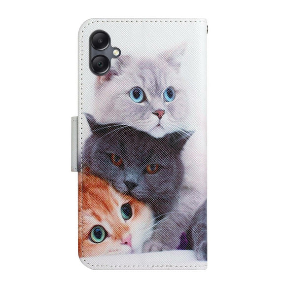 EIDERWOOD Samsung Galaxy A07 Imiteret Læder Cover m. Pung & Strop - Katte