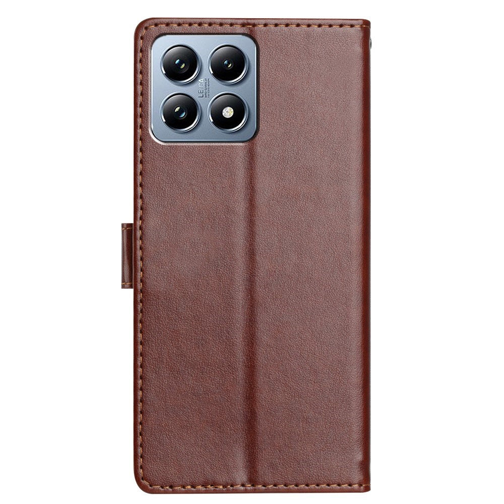 Xiaomi 15T EIDERWOOD Kunstlæder Flipcover m. Kortholder & Strop - Brun