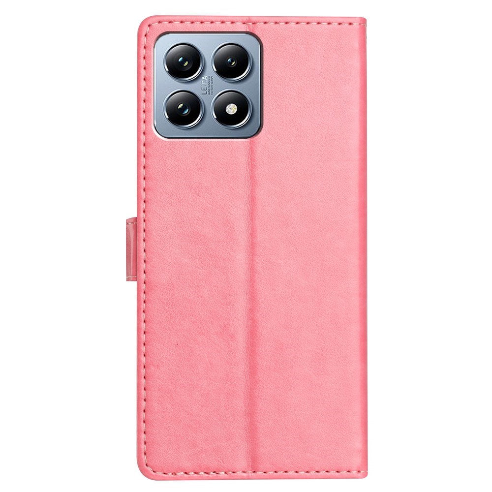 Xiaomi 15T EIDERWOOD Kunstlæder Flipcover m. Kortholder & Strop - Lyserød