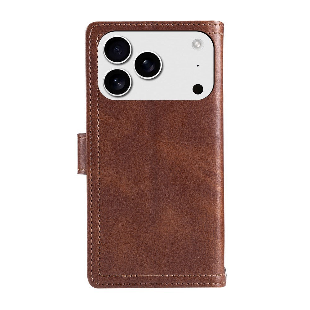 iPhone 18 Pro / 17 Pro EIDERWOOD Kunstlæder Flip Cover m. Pung - Mørkebrun