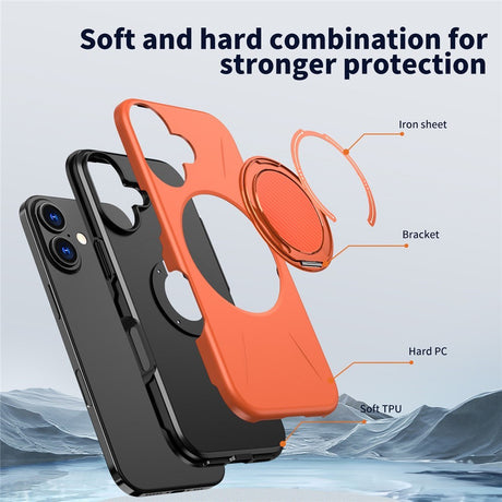 EIDERWOOD iPhone 17 Cover m. Roterende Kickstand - Orange