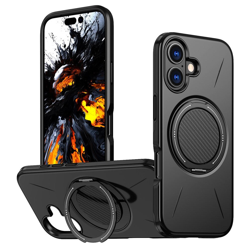EIDERWOOD iPhone 17 Cover m. Roterende Kickstand - Sort
