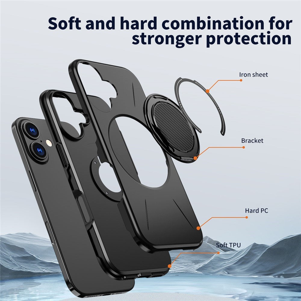 EIDERWOOD iPhone 17 Cover m. Roterende Kickstand - Sort