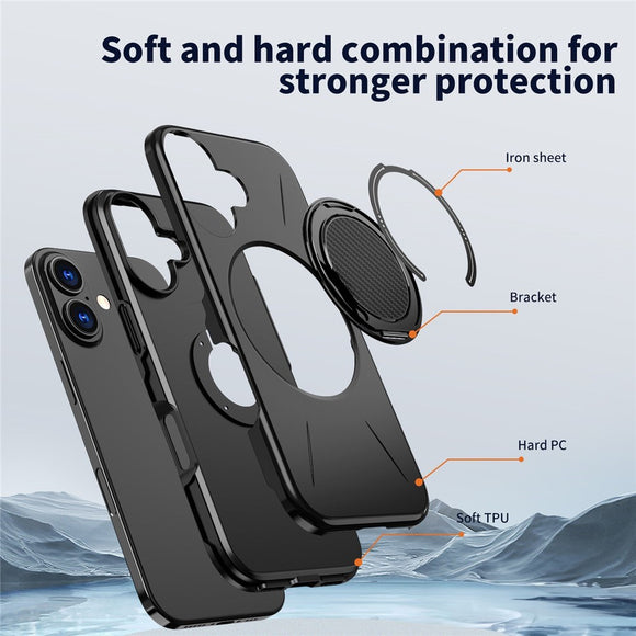 EIDERWOOD iPhone 17 Cover m. Roterende Kickstand - Sort