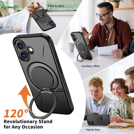 EIDERWOOD iPhone 17 Cover m. Roterende Kickstand - Sort