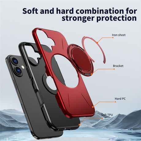 EIDERWOOD iPhone 17 Cover m. Roterende Kickstand - Rød