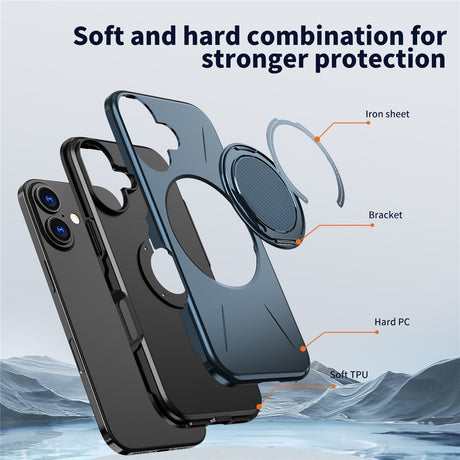 EIDERWOOD iPhone 17 Cover m. Roterende Kickstand - Blå