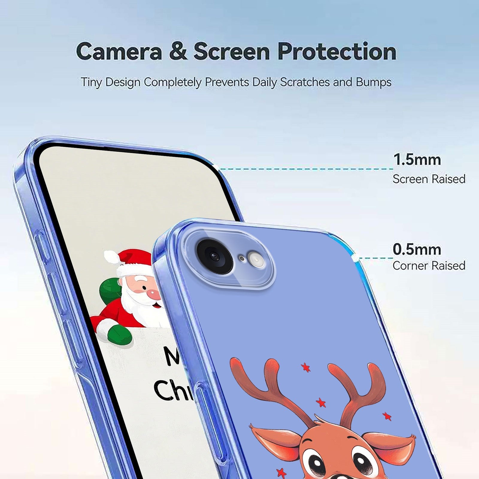 EIDERWOOD iPhone 17e / 16e Fleksibelt Plastik Julecover m. Motiv - Gennemsigtig / Rensdyr