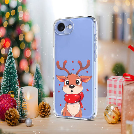 EIDERWOOD iPhone 17e / 16e Fleksibelt Plastik Julecover m. Motiv - Gennemsigtig / Rensdyr