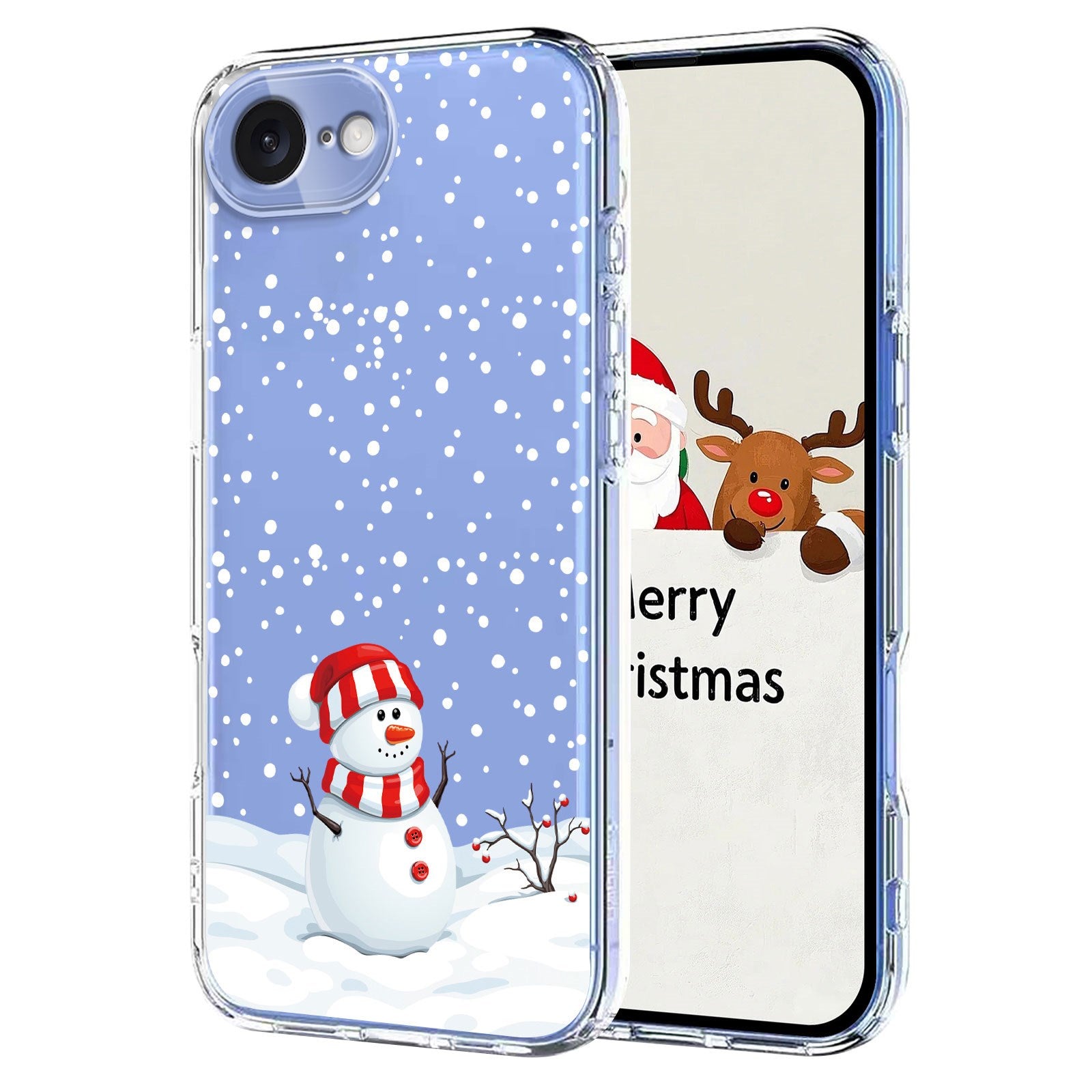 EIDERWOOD iPhone 17e / 16e Fleksibelt Plastik Julecover m. Motiv - Gennemsigtig / Snemand