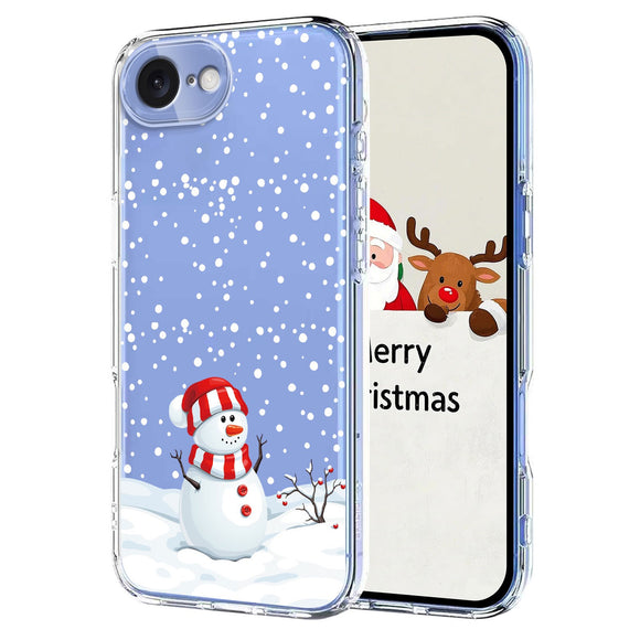 EIDERWOOD iPhone 17e / 16e Fleksibelt Plastik Julecover m. Motiv - Gennemsigtig / Snemand