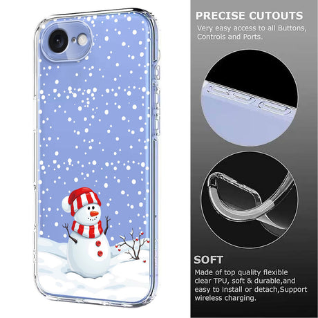 EIDERWOOD iPhone 17e / 16e Fleksibelt Plastik Julecover m. Motiv - Gennemsigtig / Snemand