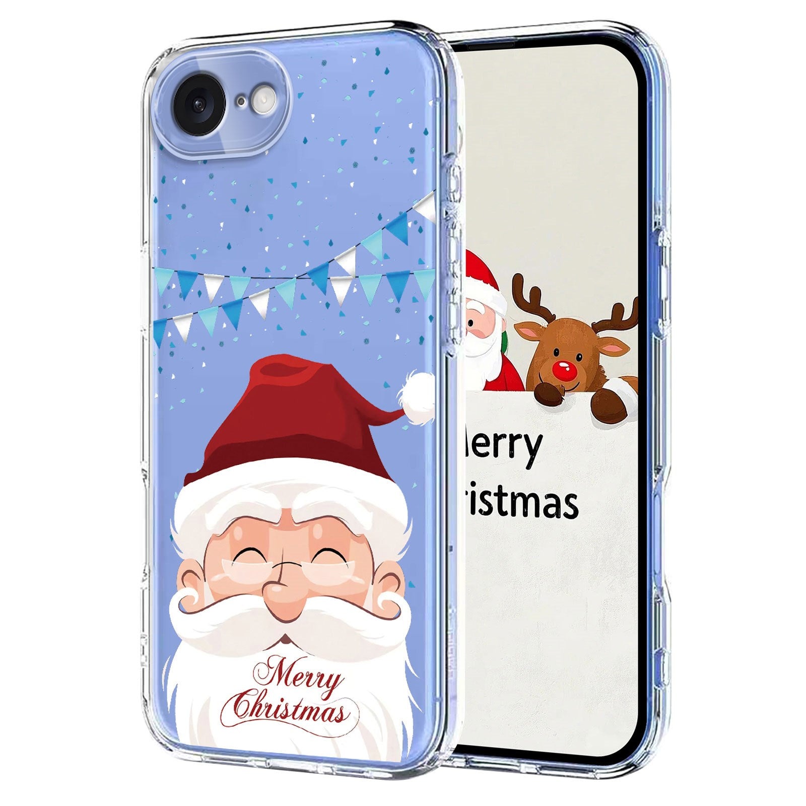 EIDERWOOD iPhone 17e / 16e Fleksibelt Plastik Julecover m. Motiv - Gennemsigtig / Julemanden