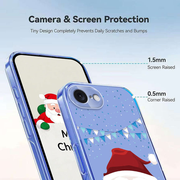 EIDERWOOD iPhone 17e / 16e Fleksibelt Plastik Julecover m. Motiv - Gennemsigtig / Julemanden