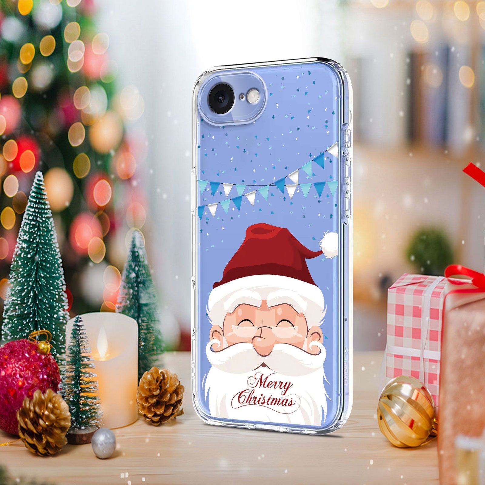 EIDERWOOD iPhone 17e / 16e Fleksibelt Plastik Julecover m. Motiv - Gennemsigtig / Julemanden
