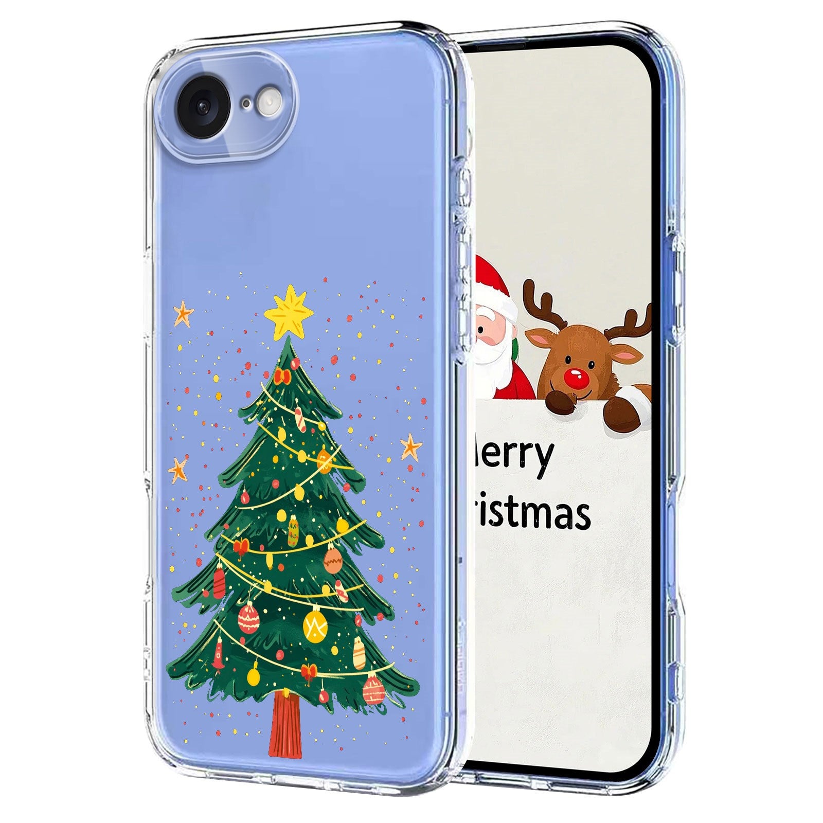 EIDERWOOD iPhone 17e / 16e Fleksibelt Plastik Julecover m. Motiv - Gennemsigtig / Juletræ