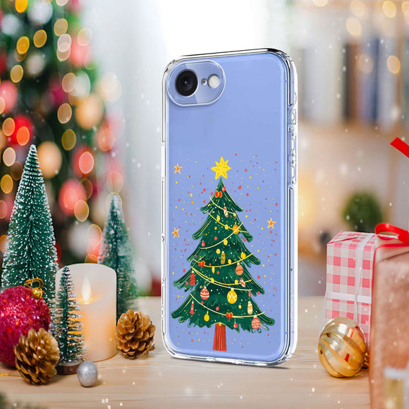 EIDERWOOD iPhone 17e / 16e Fleksibelt Plastik Julecover m. Motiv - Gennemsigtig / Juletræ