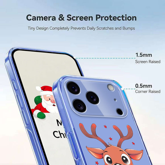 EIDERWOOD iPhone 17 Pro Max Fleksibelt Plastik Julecover m. Motiv - Gennemsigtig / Rensdyr