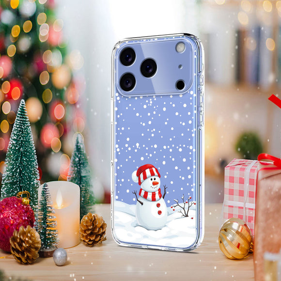 EIDERWOOD iPhone 17 Pro Max Fleksibelt Plastik Julecover m. Motiv - Gennemsigtig / Snemand