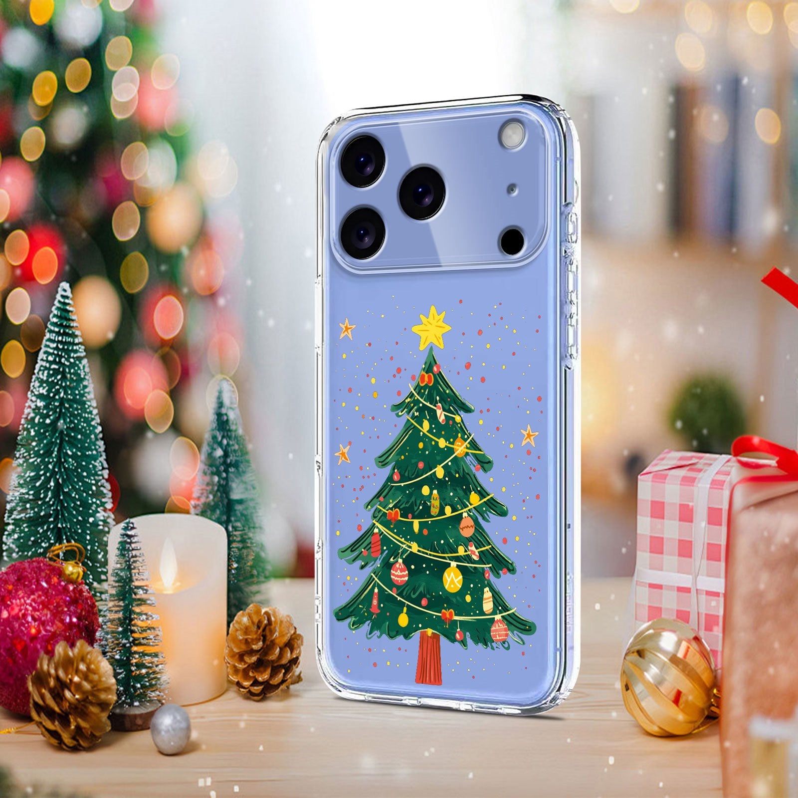 EIDERWOOD iPhone 17 Pro Max Fleksibelt Plastik Julecover m. Motiv - Gennemsigtig / Juletræ