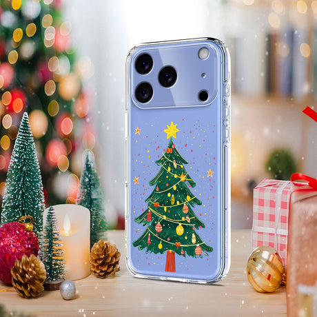 EIDERWOOD iPhone 17 Pro Max Fleksibelt Plastik Julecover m. Motiv - Gennemsigtig / Juletræ