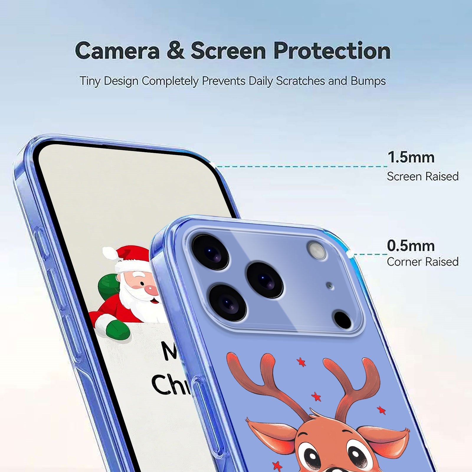EIDERWOOD iPhone 17 Pro Fleksibelt Plastik Julecover m. Motiv - Gennemsigtig / Rensdyr