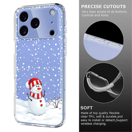 EIDERWOOD iPhone 17 Pro Fleksibelt Plastik Julecover m. Motiv - Gennemsigtig / Snemand
