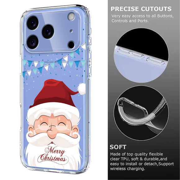 EIDERWOOD iPhone 17 Pro Fleksibelt Plastik Julecover m. Motiv - Gennemsigtig / Julemanden