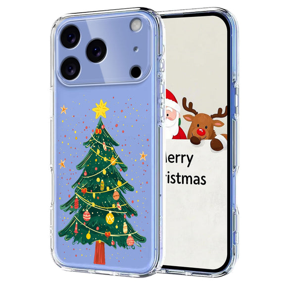 EIDERWOOD iPhone 17 Pro Fleksibelt Plastik Julecover m. Motiv - Gennemsigtig / Juletræ