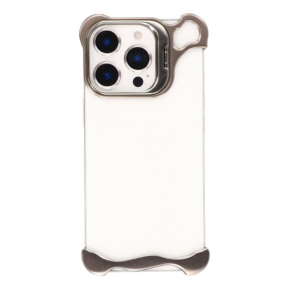 iPhone 16 Pro Todelt Metal Bumper Cover m. Ståfunktion & Linsebeskytter - Titanium