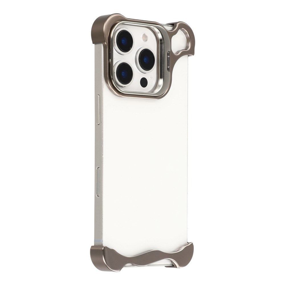iPhone 16 Pro Todelt Metal Bumper Cover m. Ståfunktion & Linsebeskytter - Titanium